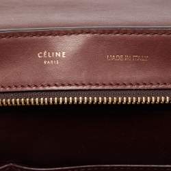 Pre Owned Celine Dark Red Leather and Suede Medium Trapeze Top Handle Bag