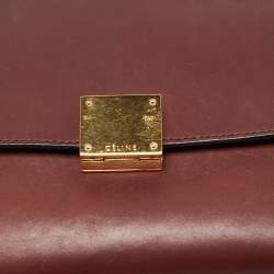 Pre Owned Celine Dark Red Leather and Suede Medium Trapeze Top Handle Bag