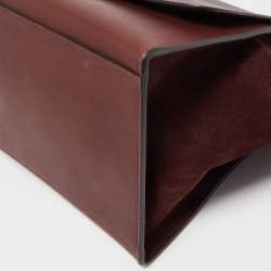 Pre Owned Celine Dark Red Leather and Suede Medium Trapeze Top Handle Bag