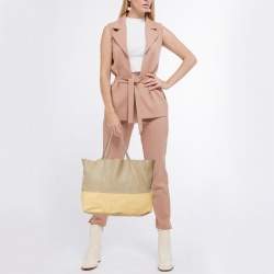 Pre Owned Celine Beige/Yellow Leather Vertical Cabas Tote