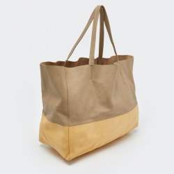 Pre Owned Celine Beige/Yellow Leather Vertical Cabas Tote