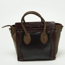 Pre Owned Celine Tri Color Leather Nano Luggage Tote