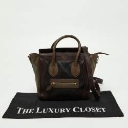 Pre Owned Celine Tri Color Leather Nano Luggage Tote