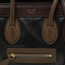 Pre Owned Celine Tri Color Leather Nano Luggage Tote