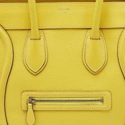 Pre Owned Celine Yellow Leather Mini Luggage Tote