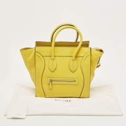 Pre Owned Celine Yellow Leather Mini Luggage Tote