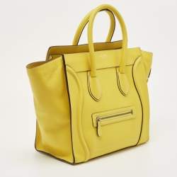 Pre Owned Celine Yellow Leather Mini Luggage Tote