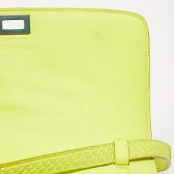 Pre Owned Celine Neon Green Python Medium Classic Box Shoulder Bag