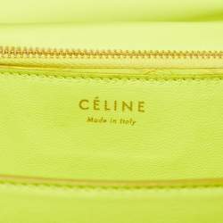 Pre Owned Celine Neon Green Python Medium Classic Box Shoulder Bag