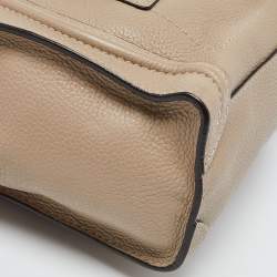 Pre Owned Celine Khaki Beige Leather Nano Luggage Tote