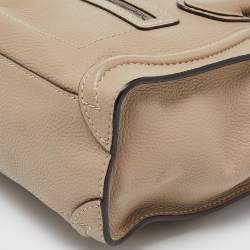 Pre Owned Celine Khaki Beige Leather Nano Luggage Tote