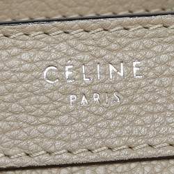 Pre Owned Celine Khaki Beige Leather Nano Luggage Tote