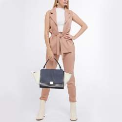 مملوكة مسبقًا حقيبة سيلين ترابيز سويدي وجلد نقشة التمساح رصاصي متوسطة بيد علوية