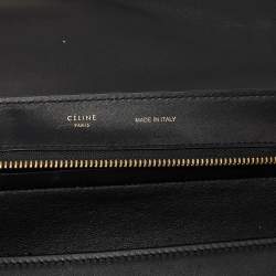 Pre Owned Celine Black Leather,Croc Embossed and Suede Large Trapeze Bag