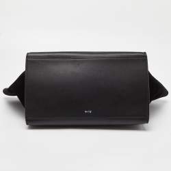 Pre Owned Celine Black Leather,Croc Embossed and Suede Large Trapeze Bag