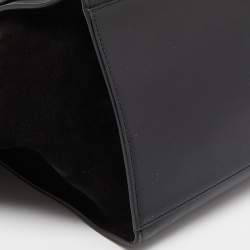 Pre Owned Celine Black Leather,Croc Embossed and Suede Large Trapeze Bag