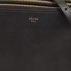 Pre Owned Celine Black Leather Small Trio Crossbody Bag