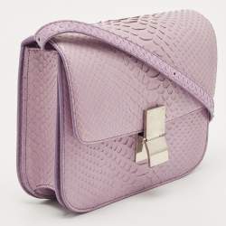 Pre Owned Celine Lilac Python Medium Classic Box Bag