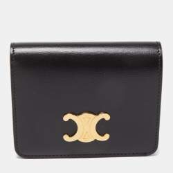 مملوكة مسبقًا Celine Black Leather Triomphe Card Case