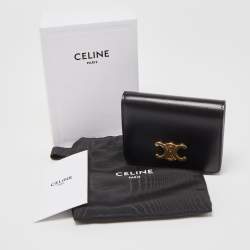 مملوكة مسبقًا Celine Black Leather Triomphe Card Case