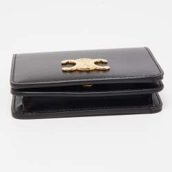مملوكة مسبقًا Celine Black Leather Triomphe Card Case