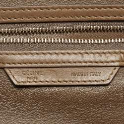 Pre Owned Celine brown/Beige Leather and Canvas Mini Luggage Tote
