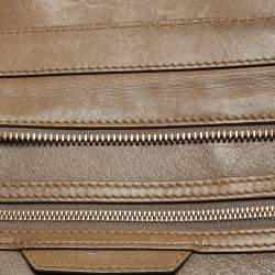 Pre Owned Celine brown/Beige Leather and Canvas Mini Luggage Tote