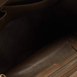 Pre Owned Celine brown/Beige Leather and Canvas Mini Luggage Tote