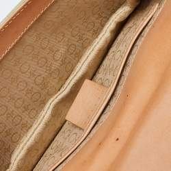 Pre Owned Celine Beige/Tan Macadam Suede and Leather Vintage Flap Bag