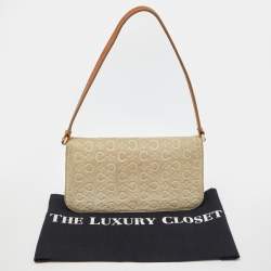 Pre Owned Celine Beige/Tan Macadam Suede and Leather Vintage Flap Bag