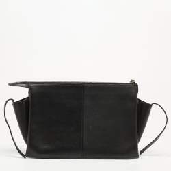 Celine Black Leather Trifold Chain Clutch