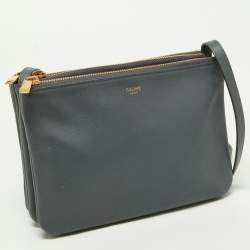 Pre Owned Celine Grey Leather Small Trio Crossbody Bag