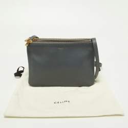 Pre Owned Celine Grey Leather Small Trio Crossbody Bag