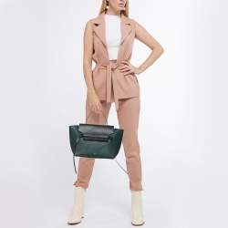 Pre Owned Celine Green Leather Mini Belt Top Handle Bag