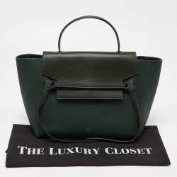 Pre Owned Celine Green Leather Mini Belt Top Handle Bag