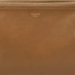 Pre Owned Celine Beige Leather Small Trio Crossbody Bag