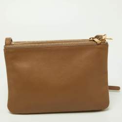 Pre Owned Celine Beige Leather Small Trio Crossbody Bag
