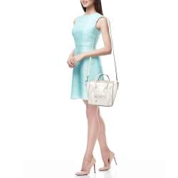 Pre Owned Céline White/Black Leather Nano Luggage Tote