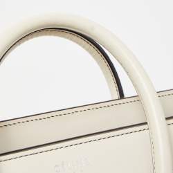 Pre Owned Céline White/Black Leather Nano Luggage Tote