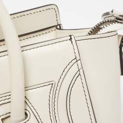 Pre Owned Céline White/Black Leather Nano Luggage Tote