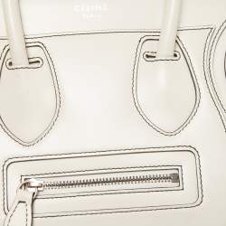 Pre Owned Céline White/Black Leather Nano Luggage Tote