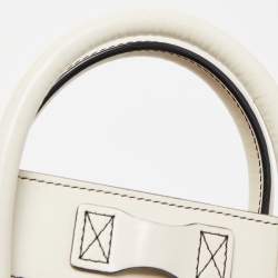 Pre Owned Céline White/Black Leather Nano Luggage Tote