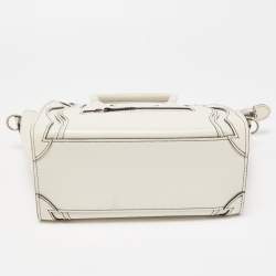 Pre Owned Céline White/Black Leather Nano Luggage Tote
