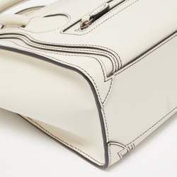 Pre Owned Céline White/Black Leather Nano Luggage Tote