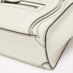 Pre Owned Céline White/Black Leather Nano Luggage Tote