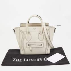 Pre Owned Céline White/Black Leather Nano Luggage Tote