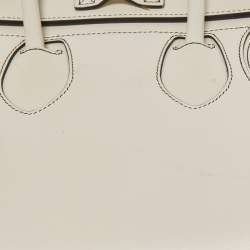 Pre Owned Céline White/Black Leather Nano Luggage Tote