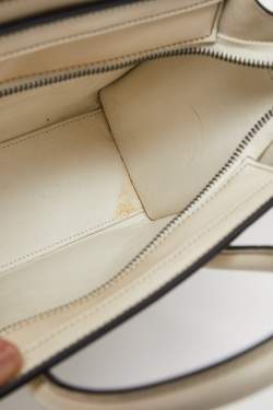 Pre Owned Céline White/Black Leather Nano Luggage Tote