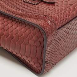 مملوكة مسبقًا Celine Dark Burgundy Python Nano Luggage Tote