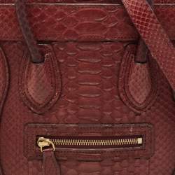 مملوكة مسبقًا Celine Dark Burgundy Python Nano Luggage Tote